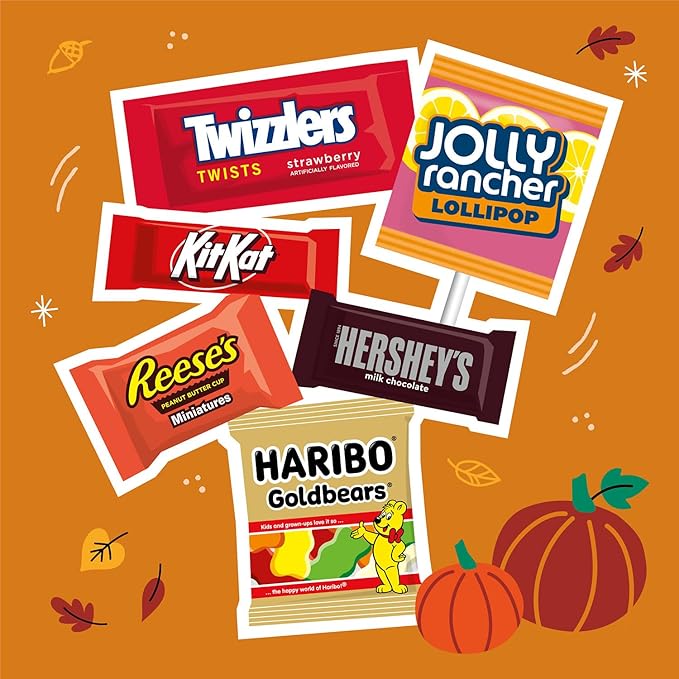 Hershey Miniatures Assorted Flavored, Halloween Candy Bag, 20.93 oz (65 Pieces)