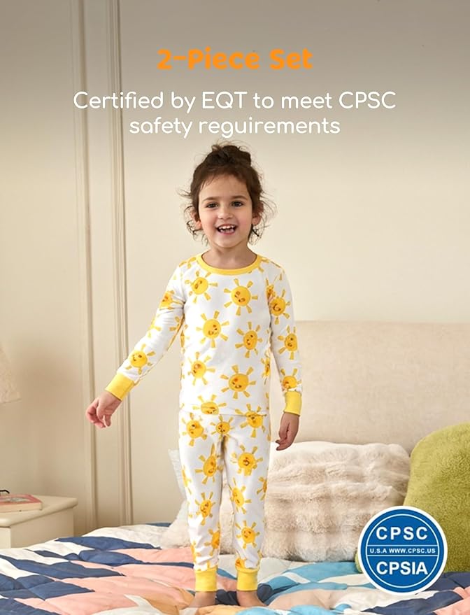 PATPAT Bamboo Viscose Pajama Sets for Toddler Boys & Girls Baby Kids, Ultra-soft Snug fit Pjs Sleepers for Birthday Holiday