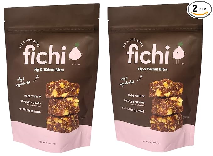 Fichi Fig and Nut Bites, a Wholesome and Delicious Gluten-Free Italian Fruit and Nut Snack (Two Pack, Fig and Walnut)