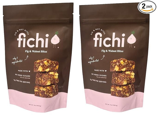 Fichi Fig and Nut Bites, a Wholesome and Delicious Gluten-Free Italian Fruit and Nut Snack (Two Pack, Fig and Walnut)