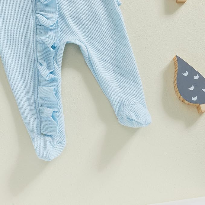 Fanvereka Newborn Infant Baby Girl Fall Outfit Romper 3 6 12 Months Girls Long Sleeve Full Length Zipper Footie Headband