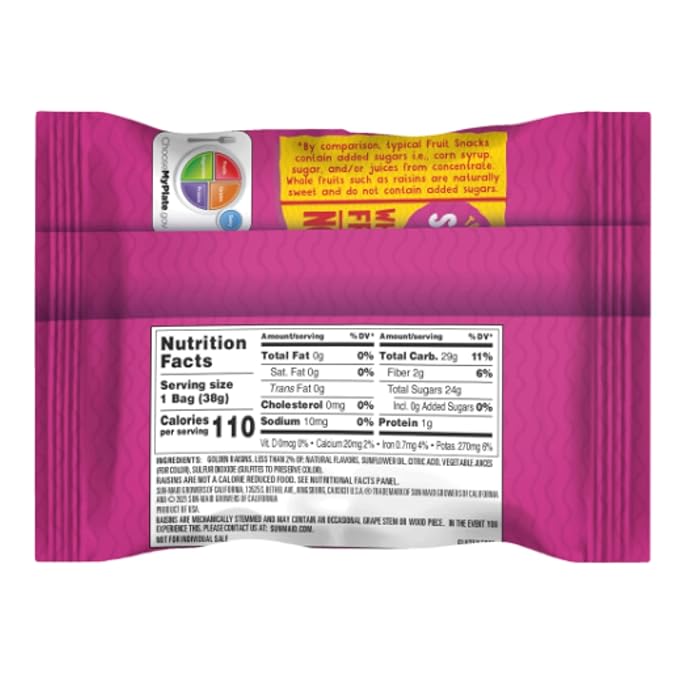 Sun-Maid Sour Mixed Berry Fruity Raisin Snacks - (200 Pack) 1.33 oz Pouches - Sour Mixed Berry Raisins - Dried Fruit Snack for Lunches and Snacks