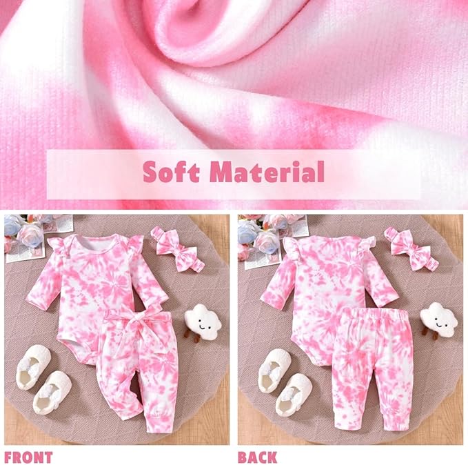 Aalizzwell Preemie Newborn Infant Baby Girls Clothes Ribbed Romper Bodysuit Pants Set Fall Winter Outfits