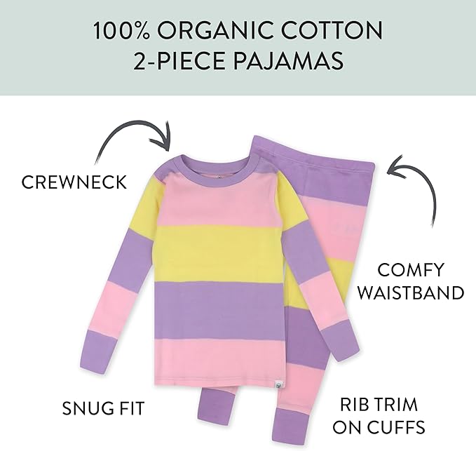 HonestBaby unisex-baby Celebration 2-piece Pajamas Sleepwear Pjs 100% Organic Cotton for Baby, Toddler, Kids