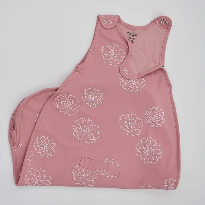 Woolino Merino Wool and Organic Cotton Ultimate Baby Sleep Sack - 4 Season Baby Wearable Blanket - Two-Way Zipper Adjustable Sleeping Bag - Universal Size (2-24 Months) - Succulent