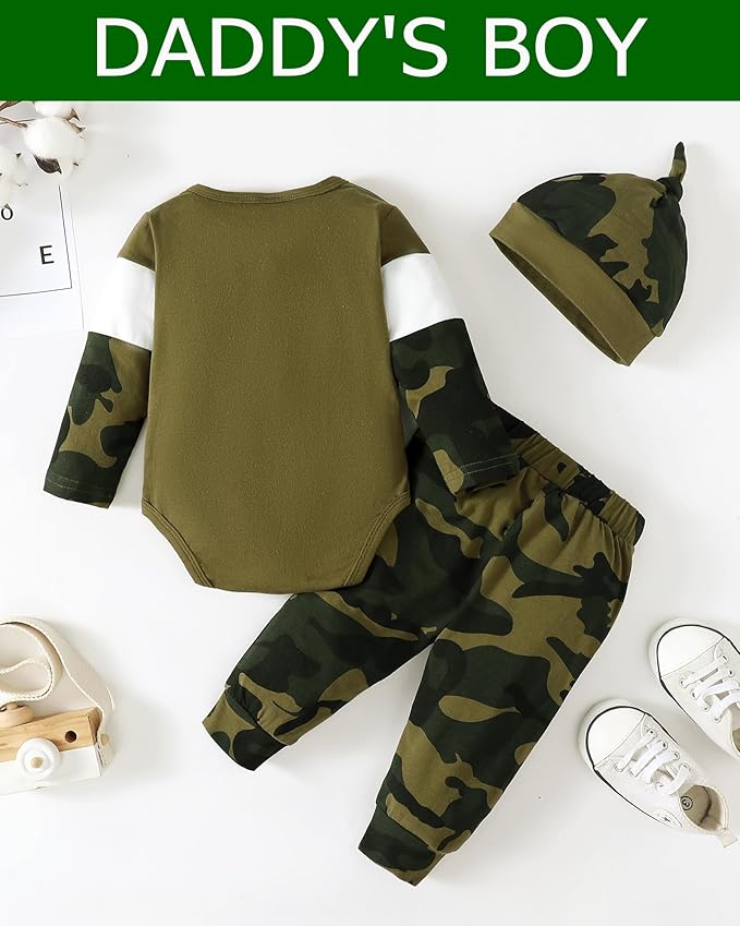 SUNNY PIGGY Baby Boy Clothes Newborn Infant Boys Outfits Romper Hat Pants 3PC Set 0-3 3-6 6-12 12-18 Month Clothing Gift