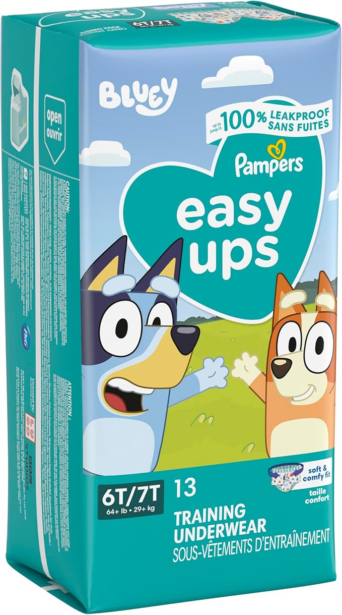 Pampers Training Pants - Easy Ups Boys & Girls Bluey - Size 6T-7T, 13 Count, Children's Potty Underwear