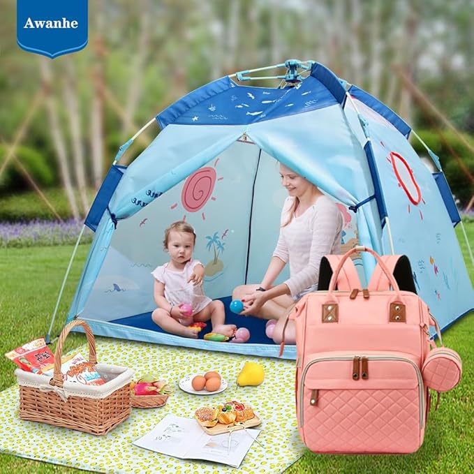 Diaper Bag with Changing Station, Waterproof Baby Bags for Boys & Girls, USB Charging Port for Parents, Must-Have Baby Essentials & Lovely Baby Shower Gifts, Pink