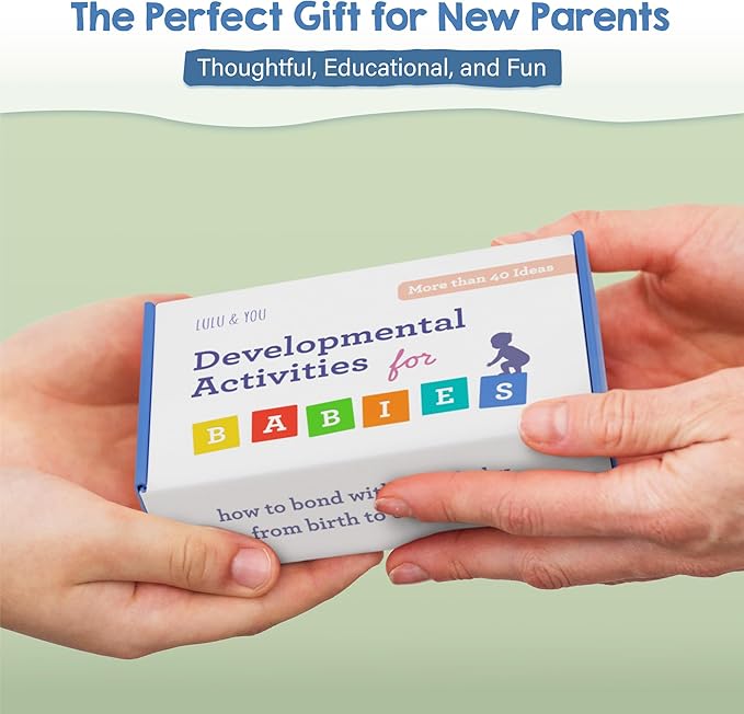 Lulu & You Baby Activity Cards - Playtime Ideas Focused on Baby Development and Stimulation - Newborn Activities from Birth to 1 Year – 0-12 Months Old Baby Must Haves - Baby Activity Book