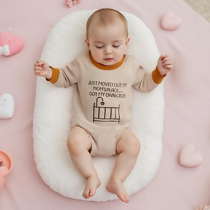 SAYOO Aunties Bestie Baby Girl Clothes Letter Embroidery Waffle Color Block Sweatshirt Bodysuit Fall Bubble Romper Pullover