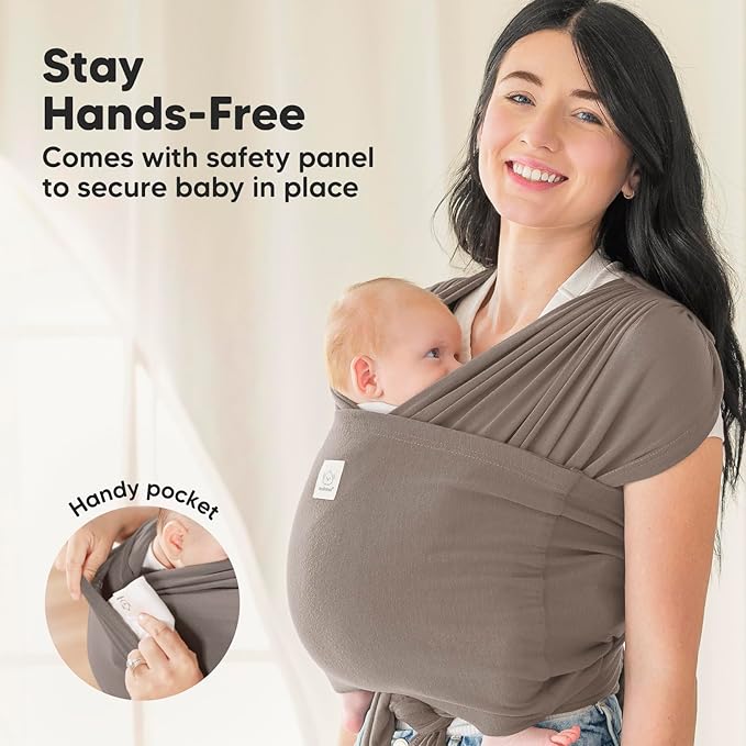 KeaBabies Baby Wrap Carrier Ring Sling - Easy to Wear, Adjustable D-Lite Baby Carrier Newborn to Toddler, Infant Carrying Shirt, Hands Free Bonding, Breathable Fabric Wearing Wrap (Copper Gray)