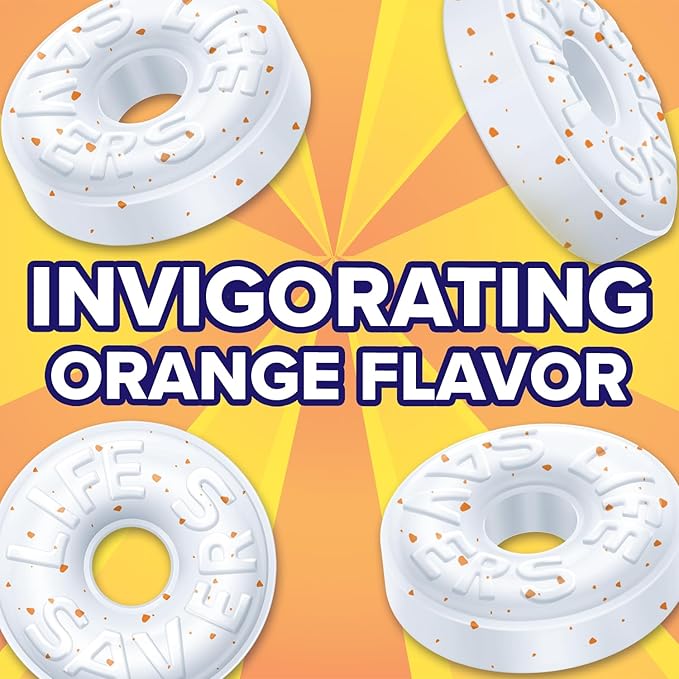 LIFE SAVERS Orange Mints, Individually Wrapped, For Snacking, Sharing, Office Parties, and Pantry Stocking, 6.25 oz (12 Hard Candy Bags)