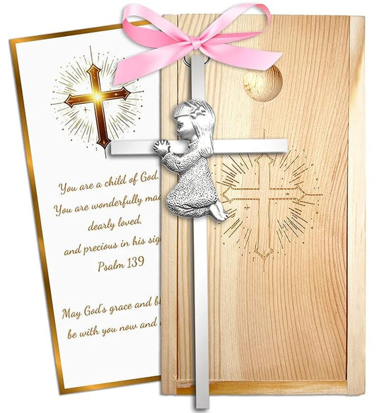 Baptism Gifts for Boys & Girls,First Communion Gifts for Kids,Christening Baby Shower Party 6in Praying Cross
