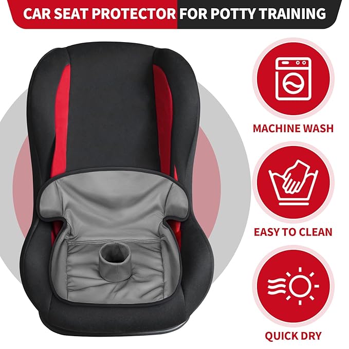 2 Pack Black Car Seat Protector for Potty Training Waterproof Piddle Pad Cover from Spillages Nappy Leaks Toilet Training Anti Slip Backing Strollers Carseat Liner for Toddlers Babies