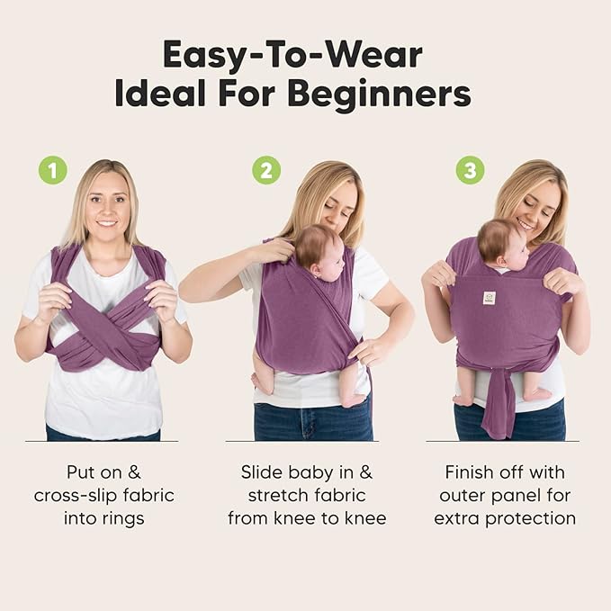 KeaBabies Baby Wrap Carrier Ring Sling - Easy to Wear, Adjustable D-Lite Baby Carrier Newborn to Toddler, Infant Carrying Shirt, Hands Free Bonding, Breathable Fabric Wearing Wrap (Dark Mauve)