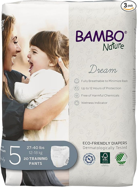 Bambo Nature Hypoallergenic Training Pants, Premium Eco-Labeled Training Pants, Totally Chlorine-Free, Skin Friendly - Size 5 (60 Count)