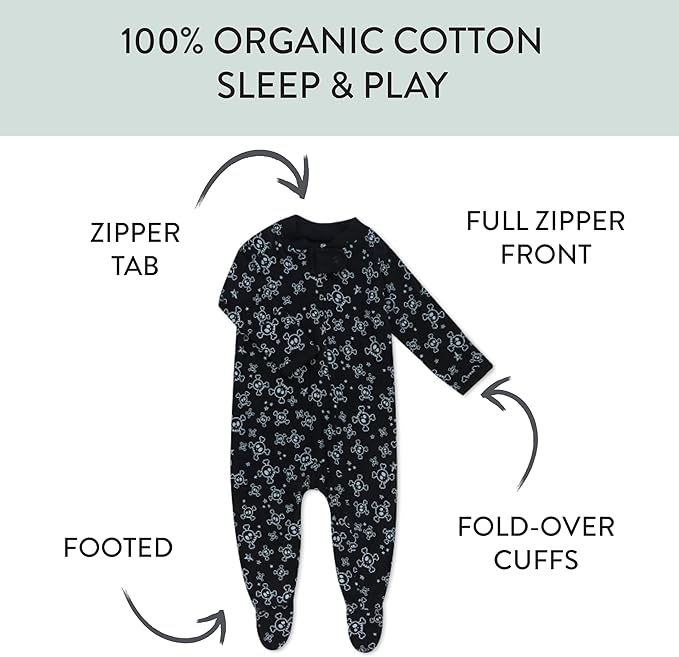 HonestBaby Baby Celebration Sleep & Play Footed One-Piece Pajama Sleeper 100% Organic Cotton
