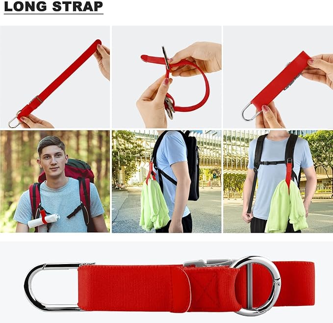 Elastic Jacket Gripper with D-Ring Hook and Buckle, ZINZ D-Ring Hook Baggage Suitcase Straps Belts Travel Accessories, Makes Your Hands Free