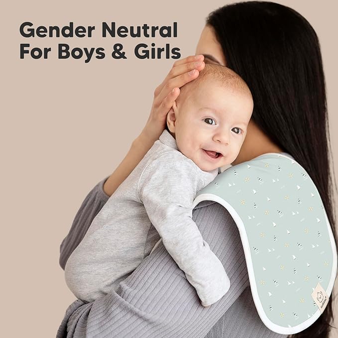 Organic Burp Cloths Baby Boy & Girl - 5-Pack Super Absorbent Cotton Burping Cloths for Babies, Soft & Plush Newborn Spit Up Rags, Infant Towels for Milk Spit Up, Unisex, Large 21" x 10" (Vessels)