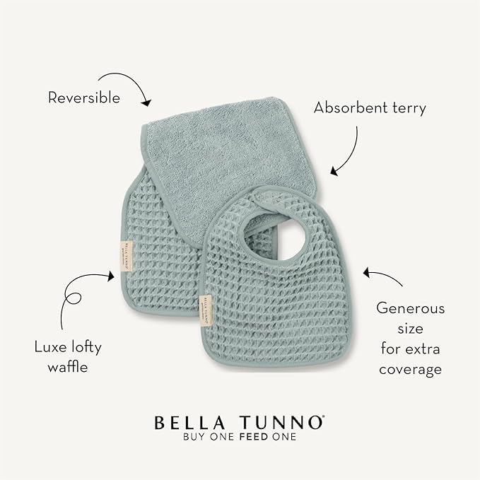 Bella Tunno Baby Bibs and Burp Cloths Set – Reversible Drool Bibs and Soft Absorbent Newborn Burp Cloths, Oeko-TEX Certified (Watermelon)