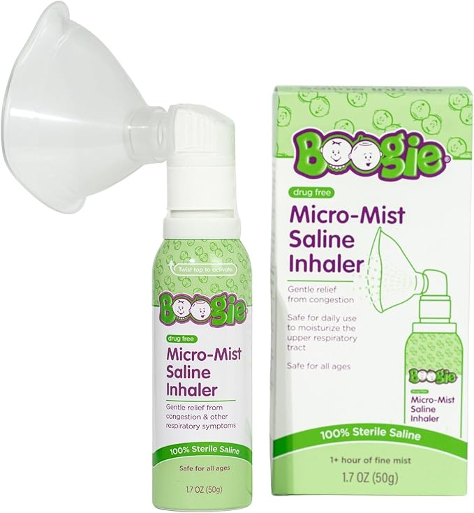 Boogie Micro-Mist Saline Inhaler, Baby Nose Congestion Relief, Nasal Spray for Kids, Pediatrician Recommended, 1.7oz Unscented - Pack of 1