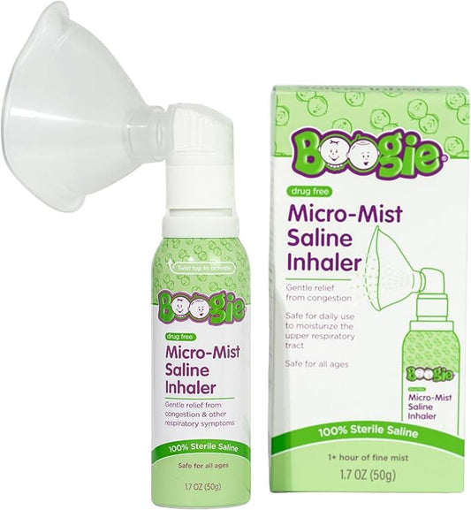 Boogie Micro-Mist Saline Inhaler, Baby Nose Congestion Relief, Nasal Spray for Kids, Pediatrician Recommended, 1.7oz Unscented - Pack of 1