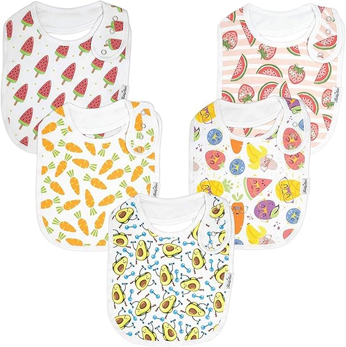 Organic Cotton Baby Bibs for Boys, Girls - Soft Drooling and Teething Bibs - Absorbent, Adjustable Bib for Toddlers