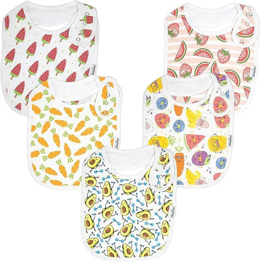 Organic Cotton Baby Bibs for Boys, Girls - Soft Drooling and Teething Bibs - Absorbent, Adjustable Bib for Toddlers