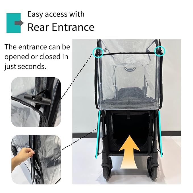 Stroller Rain Cover Compatible with Wonderfold W4 Wagon, 4 Seater Wagon Stroller Rain Cover Waterproof and Windproof(Stroller Wagon Not Included)