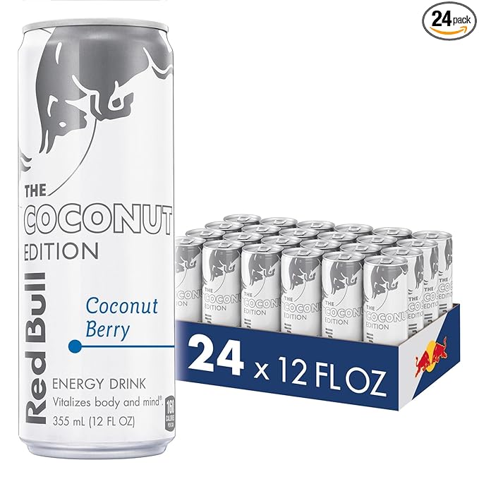 Red Bull Coconut Edition Energy Drink, Coconut Berry, with 114mg Caffeine plus Taurine & B Vitamins, 12 Fl Oz, Pack of 24 Cans