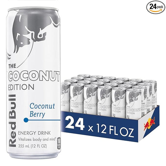 Red Bull Coconut Edition Energy Drink, Coconut Berry, with 114mg Caffeine plus Taurine & B Vitamins, 12 Fl Oz, Pack of 24 Cans