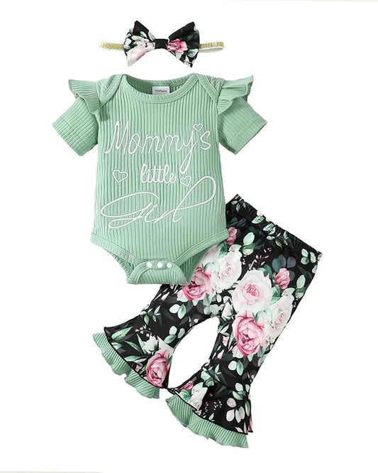 Infant Baby Girl Clothes Newborn Girl Outfit Long Sleeve Romper Pants Set Cute Baby Clothes for Girls Fall/Winter
