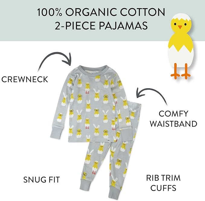HonestBaby unisex-baby Celebration 2-piece Pajamas Sleepwear Pjs 100% Organic Cotton for Baby, Toddler, Kids