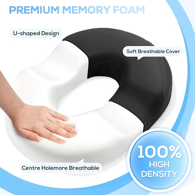 Donut Pillow Seat Cushion, Donut Chair Cushions for Postpartum Pregnancy & Hemorrhoids, Sciatica & Hip & Coccyx Pain Relief Desk Chair Cushion for Long Sitting Office Workers, Car Drivers