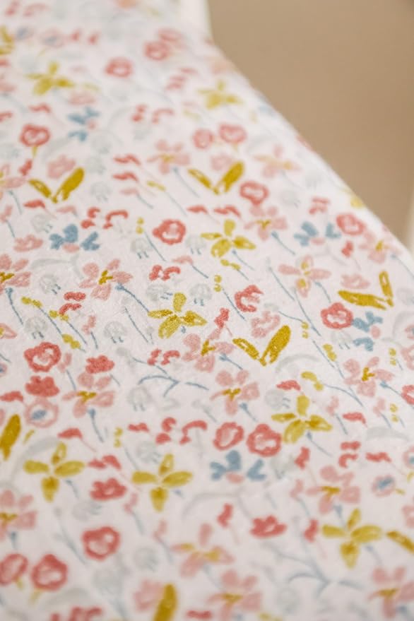 Pehr Crib Sheet, Floret | Breathable Brushed Organic Cotton for Soft Sleep | Snug Fit | Reusable Fabric Bag Packaging | Standard Crib Mattresses up to 52”L x 28”W x 8”H