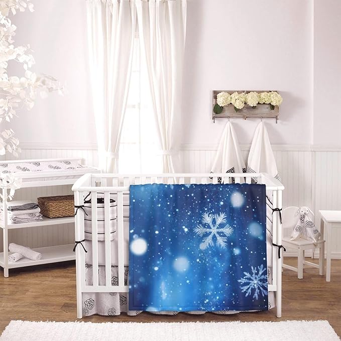 Baby Blanket Snowflake Snow Christmas Pattern Winter for Boy Girl Newborn 30x40 Inch Toddler Infant Nursery Throw Blankets Double Layer Comfy Soft Plush Stroller Crib Quilt