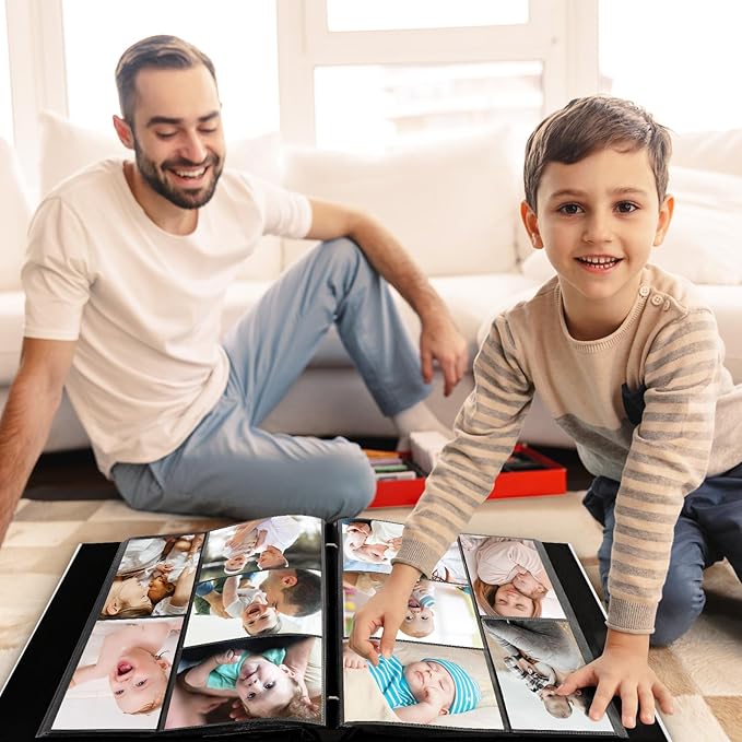 Lanpn Baby Photo Album 4x6 600 Pockets, Linen cover Newborn Bebe Memory Book Photobook Holds 600 Horizontal and Vertical Pictures, Picture Album with Front Window Gift for Boy Girl Baby Shower Pink