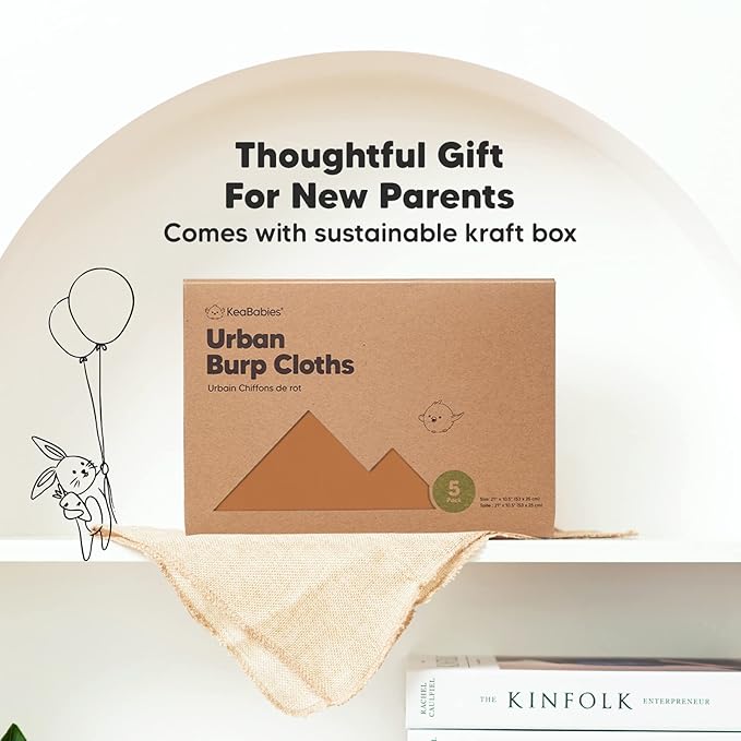 Organic Burp Cloths Baby Boy & Girl - 5-Pack Super Absorbent Cotton Burping Cloths for Babies, Soft & Plush Newborn Spit Up Rags, Infant Towels for Milk Spit Up, Unisex, Large 21" x 10" (Terracotta)