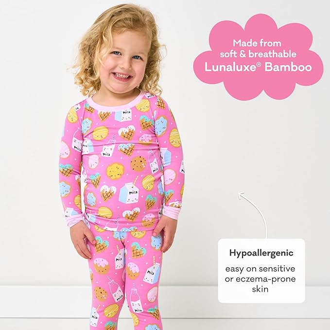Little Sleepies Two-Piece Pajama Set for Boys & Girls, Soft Viscose from Bamboo Toddler Pajamas for Kids, Family Matching PJs