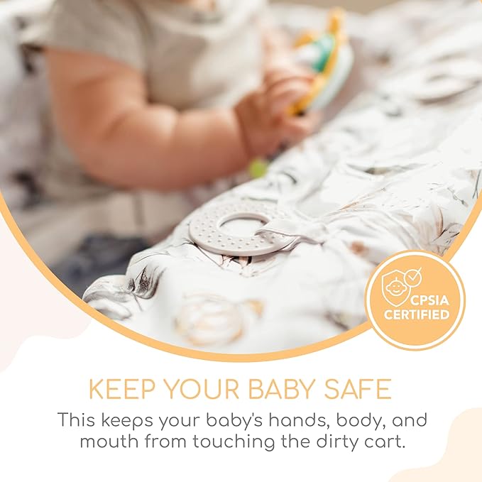 2-in-1 Cushy High Chair and Shopping Cart Cover for Baby, Comfortable Universal Fit Cover, Includes Storage Pouch - Coming Up Roses