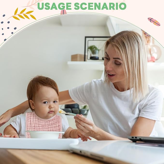 Tallew 8 Pack Baby Bibs and Muslin Burps for Baby Boy Girl Drooling and Teething 20" x 10" Burp Cloths Absorbent Rag Soft Cotton Bibs for Newborn Toddler Infant 0-24 Month Essentials(Vivid Color)