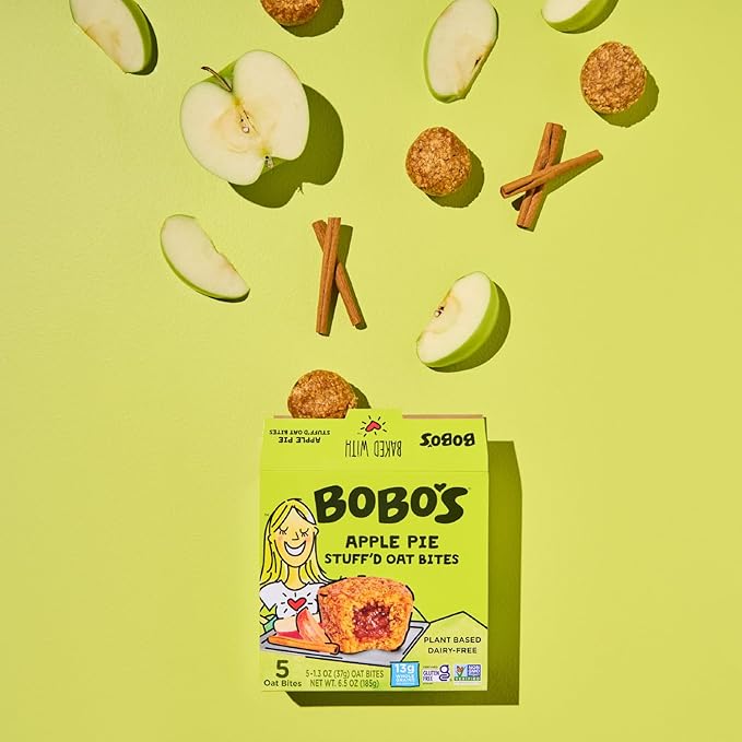 Bobo's Oat Stuff'd Bites, Apple Pie, 1.3 oz Bites (30 Pack Box), Gluten Free Whole Grain Snack, Vegan On-The-Go
