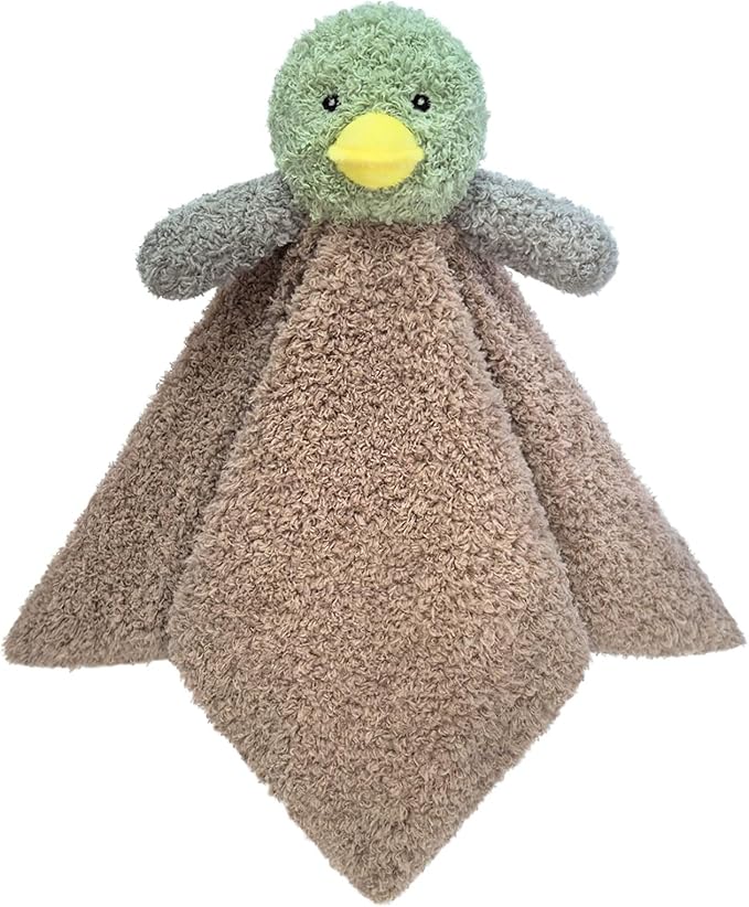 Baby Mallard Duck Soft Stuffed Animal Security Blanket, Plush Green Duck Character Lovey Blanket, Baby Shower/Nursery Gift, Newborn Infant Toddler Snuggle Blankie for Boys Girls, 18 Inches