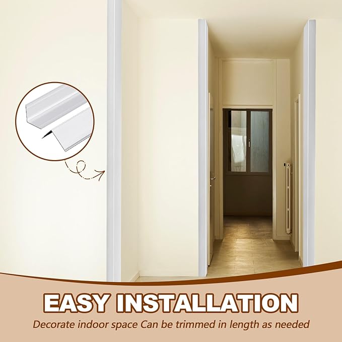 Therwen 30 Pcs Aluminum Alloy Metal Molding Corner Guards 48 x 1.2 x 1.2 Inches Wall Corner Guard Protectors with 90° Angle Door Frame Cabinet Baseboard Protector for Edge Wall Decoration (Sliver)