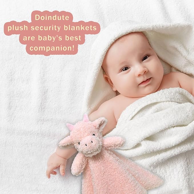 Baby Pink Dragon Soft Stuffed Animal Security Blanket, Plush Dinosaur Character Lovey Blanket, Baby Shower/Nursery Gift, Newborn Infant Toddler Snuggle Blankie for Boys Girls, 14 Inches