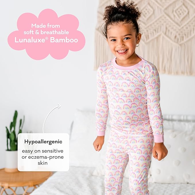 Little Sleepies Two-Piece Pajama Set for Boys & Girls, Soft Viscose from Bamboo Toddler Pajamas for Kids, Family Matching PJs