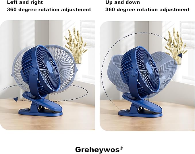 Clip on Fan, 6.5-in Table Fan, Ultra Quiet Personal Desk Fan with Strong Clamp for Golf Cart,Office Desk, Camping, Bedroom