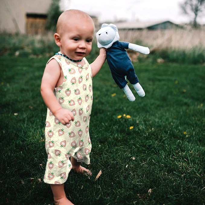 Babysoy Organic Pattern Print Tank Romper Shortall