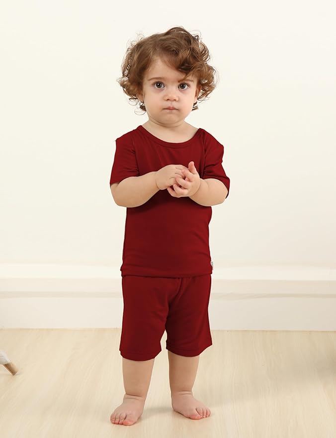 Jimonda Toddler Kids Girls Boys Pajamas Sets Soft Comfy Jammies Tencel Solid Raglan Sleepwear Pajamas Pjs 2pcs Set 18M-8Y