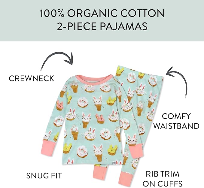 HonestBaby unisex-baby Celebration 2-piece Pajamas Sleepwear Pjs 100% Organic Cotton for Baby, Toddler, Kids